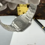 Super Clone Cartier Santos de Cartie Larger Full Diamond Demi Yellow Gold 39.8mm – Handcrafted Diamod — movement / caseback view