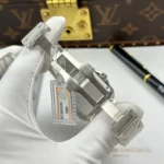 Super Clone Cartier Santos de Cartie Larger Full Diamond Demi Yellow Gold 39.8mm – Handcrafted Diamod — view 9