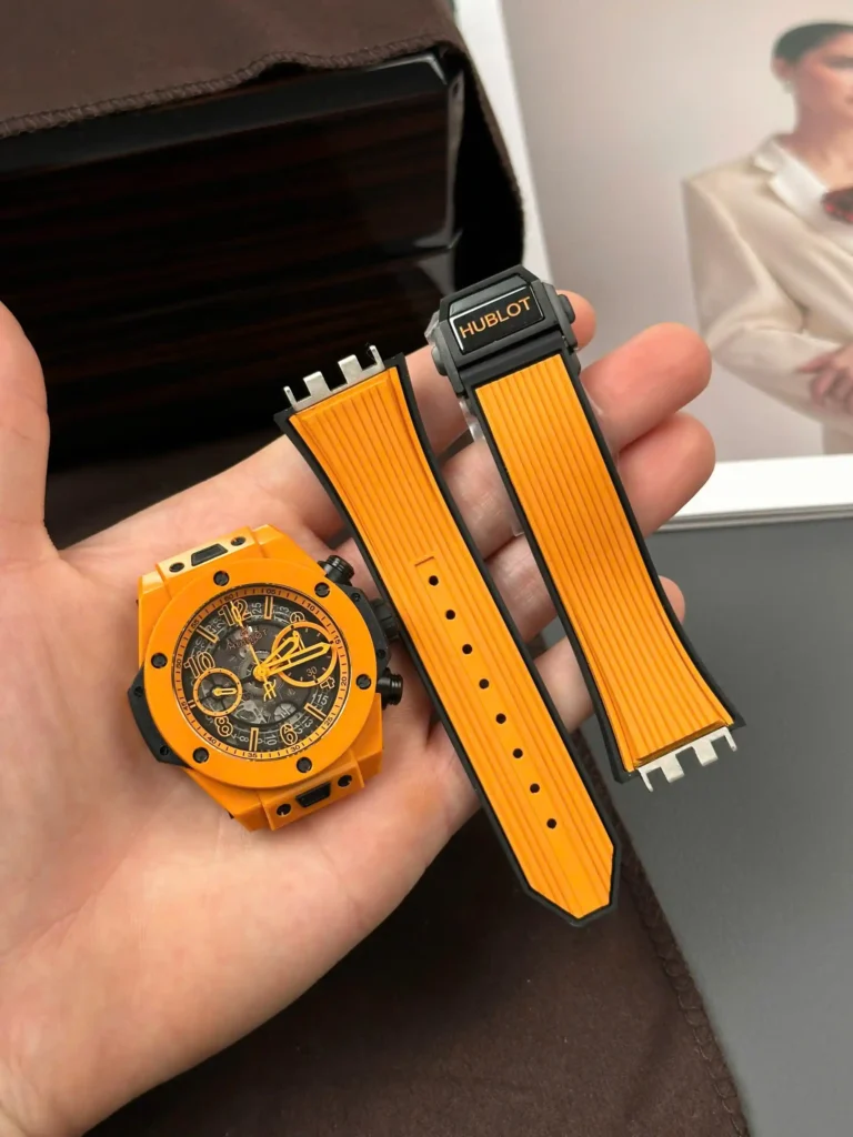 Super Clone Hublot Big Bang 42mm Rubber Strap Steel — dial close-up