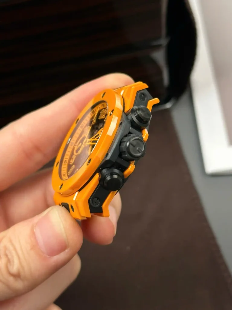 Super Clone Hublot Big Bang 42mm Rubber Strap Steel — side profile