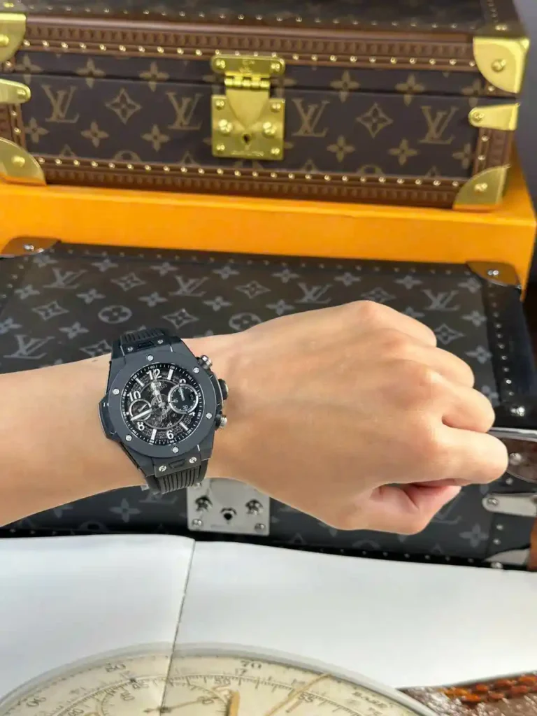 Super Clone Hublot Big Bang Unico Black Magic 441.CI.1171.RX 42mm — on leather display