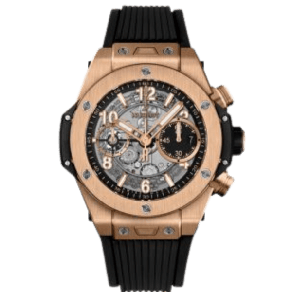 Super Clone Hublot Big Bang 42mm Rubber Strap Gold