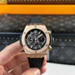Super Clone Hublot Big Bang 42mm Rubber Strap Gold — side profile