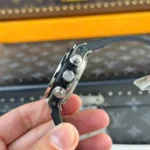 Super Clone Hublot Big Bang 42mm Rubber Strap Titanium — on leather display