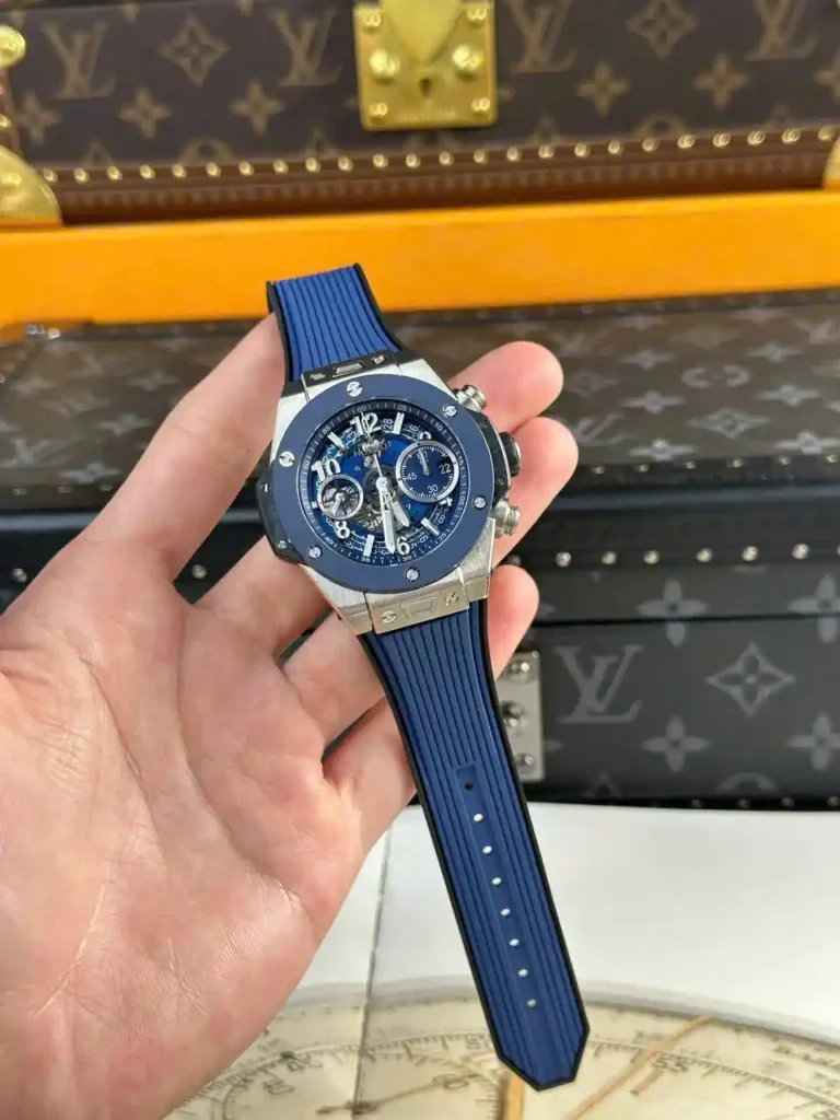 Super Clone Hublot Big Bang Unico Titanium Blue Ceramic 441.NL.5171.RX 42mm — case and bezel