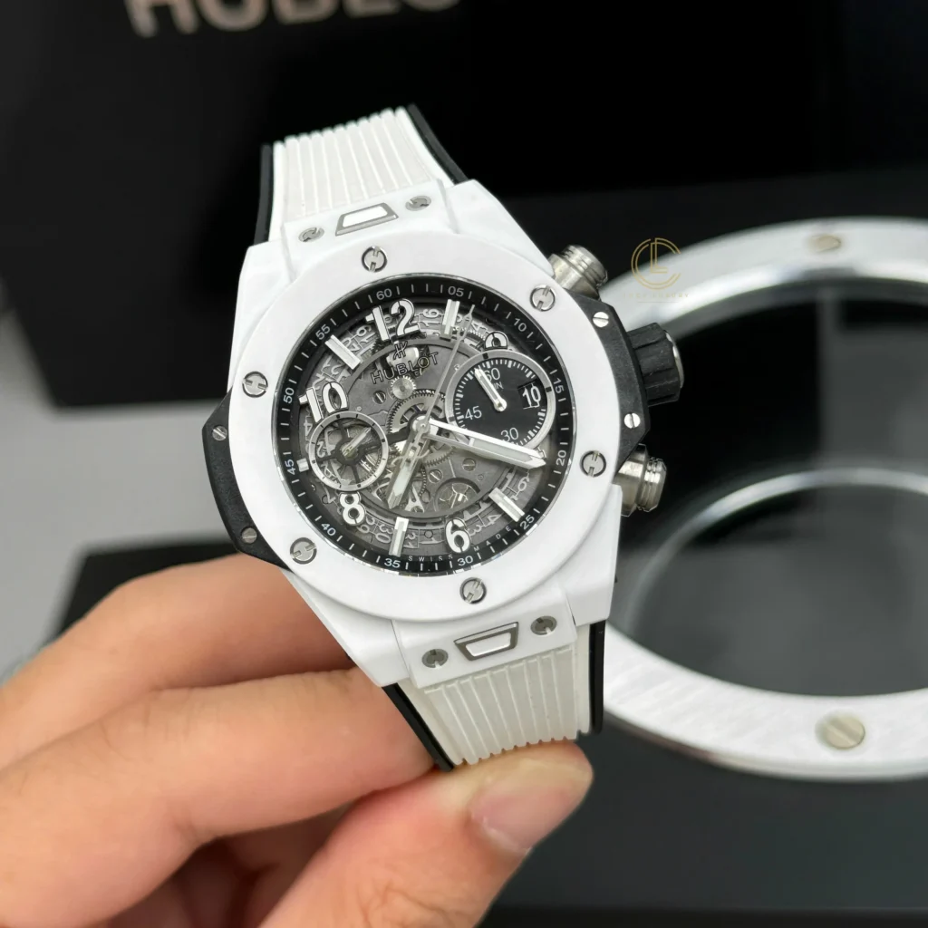 Super Clone Hublot Big Bang Unico White Ceramic 421.HX.1170.RX 44mm — dial close-up
