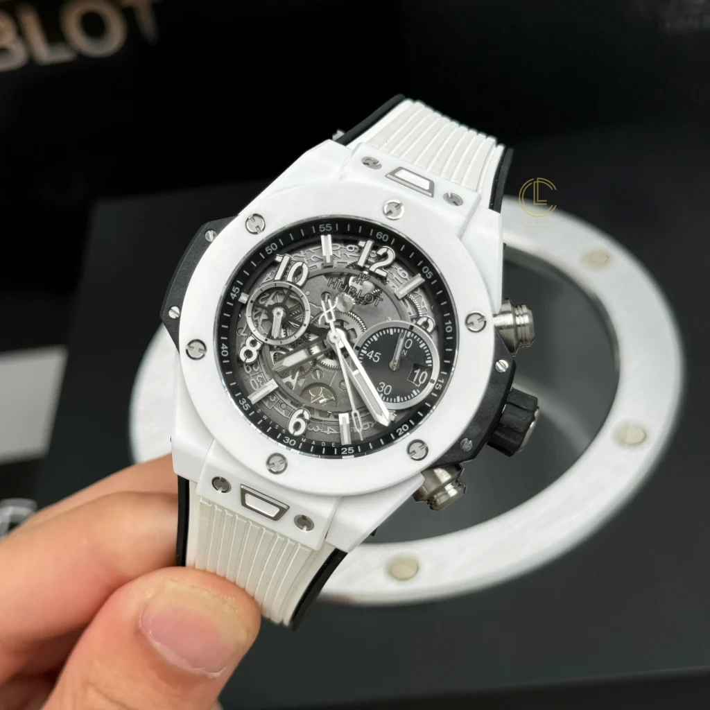 Super Clone Hublot Big Bang Unico White Ceramic 421.HX.1170.RX 44mm — case and bezel