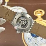 Super Clone Hublot Classic Fusion 42mm Sundunt Dial Titanium — on leather display