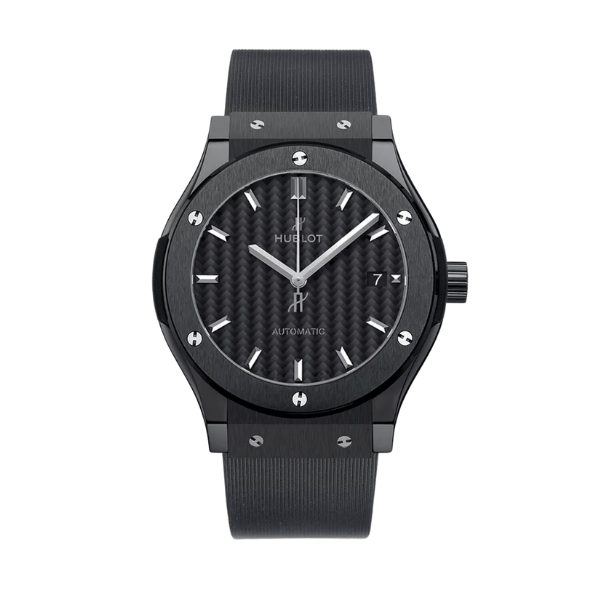 Super Clone Hublot Classic Fusion Ceramic Black 42mm Carbon Dial JJZ Base