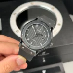 Super Clone Hublot Classic Fusion Ceramic Black 42mm Carbon Dial JJZ Base — case and bezel
