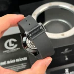 Super Clone Hublot Classic Fusion Ceramic Black 42mm Carbon Dial JJZ Base — on leather display