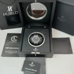 Super Clone Hublot Classic Fusion Ceramic Black 42mm Carbon Dial JJZ Base — movement / caseback view