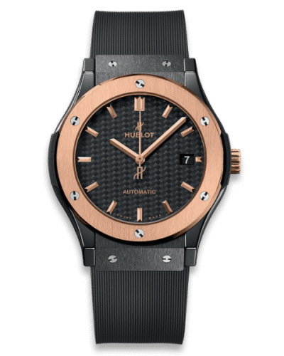 Super Clone Hublot Classic Fusion Ceramic Carbon Dial King Gold JJZ 42mm Base – Swiss SuperClone
