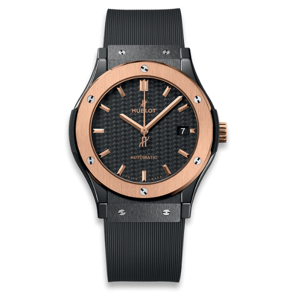 Super Clone Hublot Classic Fusion Ceramic Carbon Dial King Gold JJZ 42mm Base