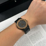 Super Clone Hublot Classic Fusion Ceramic Carbon Dial King Gold JJZ 42mm Base — dial close-up