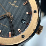 Super Clone Hublot Classic Fusion Ceramic Carbon Dial King Gold JJZ 42mm Base — side profile