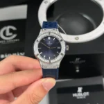 Super Clone Hublot Classic Fusion Diamonds Moissanite Pave 33mm Blue Dial – Handcrafted Diamod