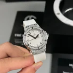 Super Clone Hublot Classic Fusion Diamonds Moissanite Pave 33mm White Dial – Handcrafted Diamod — case and bezel