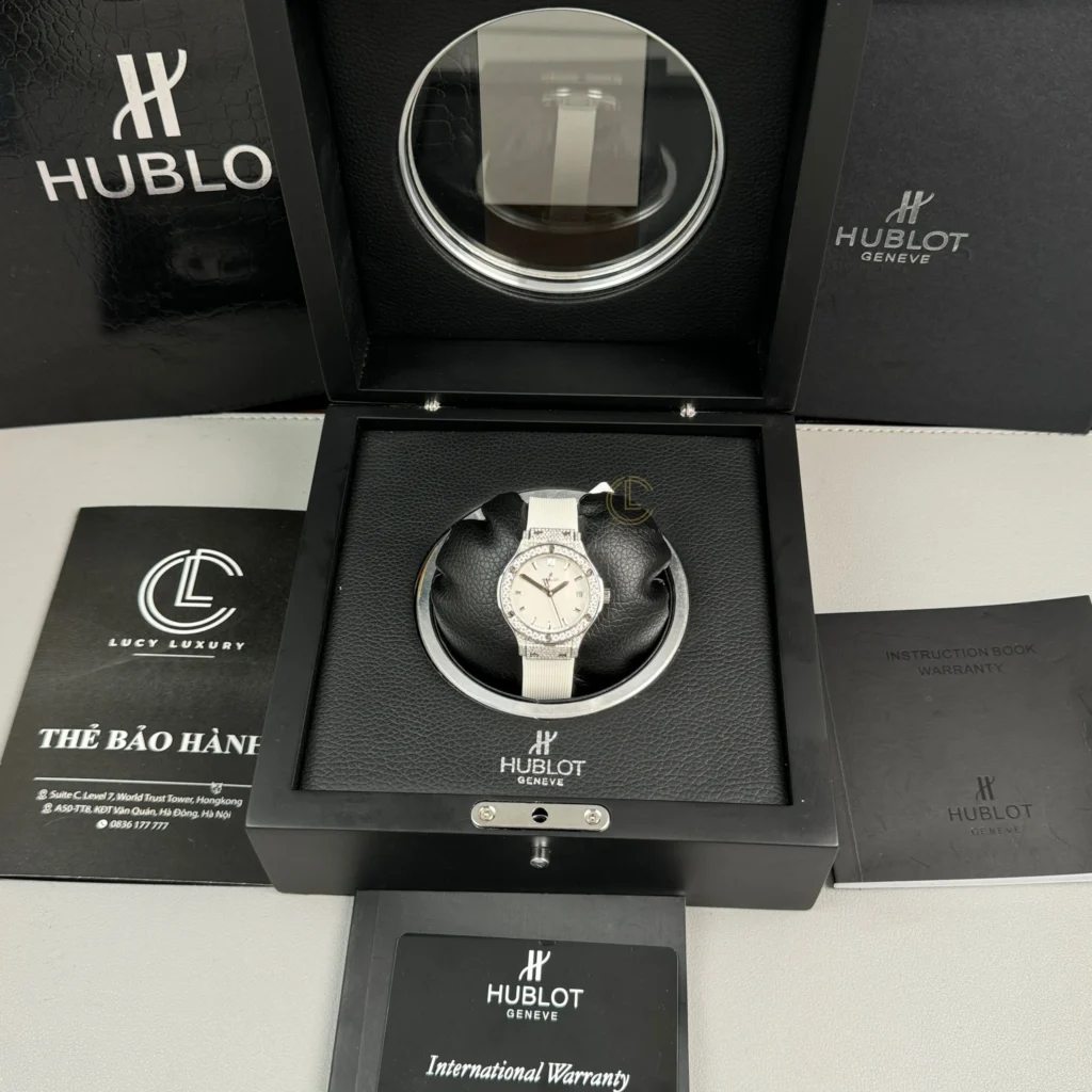Super Clone Hublot Classic Fusion Diamonds Moissanite Pave 33mm White Dial – Handcrafted Diamod — movement / caseback view