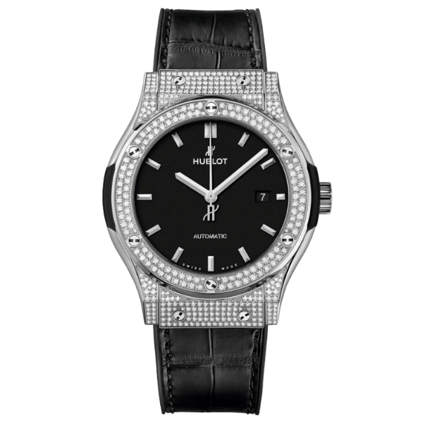 Super Clone Hublot Classic Fusion Diamonds Moissanite Pave 42mm Dial Black – Customize Diamod