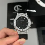 Super Clone Hublot Classic Fusion Diamonds Moissanite Pave 38mm Black Dial – Handcrafted Diamod — dial close-up