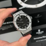 Super Clone Hublot Classic Fusion Diamonds Moissanite Pave 38mm Black Dial – Handcrafted Diamod — case and bezel