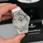 Super Clone Hublot Classic Fusion Diamonds Moissanite Pave 38mm Dial Moissanite – Handcrafted Diamod — dial close-up