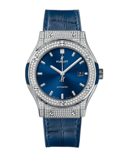 Super Clone Hublot Classic Fusion Diamonds Moissanite Pave 42mm Blue Dial – Customize Diamod – Swiss SuperClone
