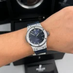 Super Clone Hublot Classic Fusion Diamonds Moissanite Pave 42mm Blue Dial – Customize Diamod — bracelet detail