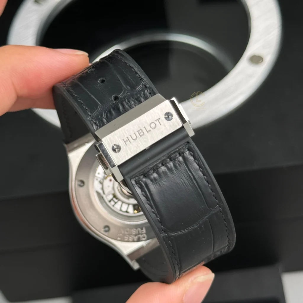 Super Clone Hublot Classic Fusion Full Diamonds Moissanite Pave 42mm – Customize Diamod — on leather display