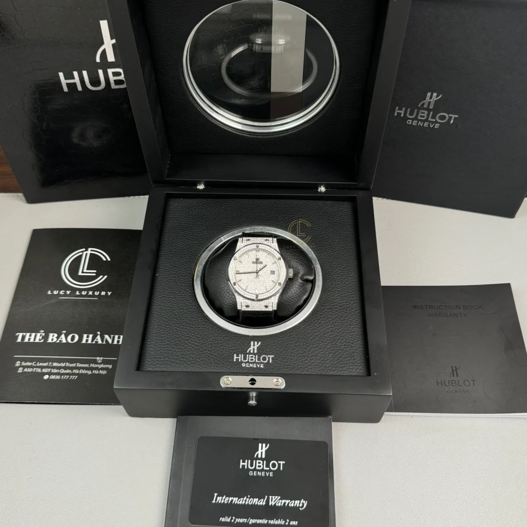 Super Clone Hublot Classic Fusion Full Diamonds Moissanite Pave 42mm – Customize Diamod — movement / caseback view