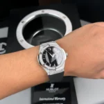 Super Clone Hublot Classic Fusion 40mm Leather Strap Steel — side profile