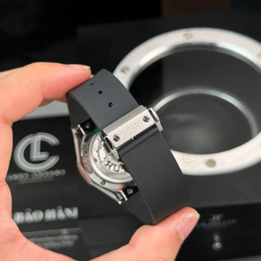 Super Clone Hublot Classic Fusion 40mm Leather Strap Steel — on leather display
