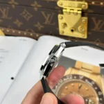 Super Clone Hublot Classic Fusion 40mm Leather Strap Steel — on leather display
