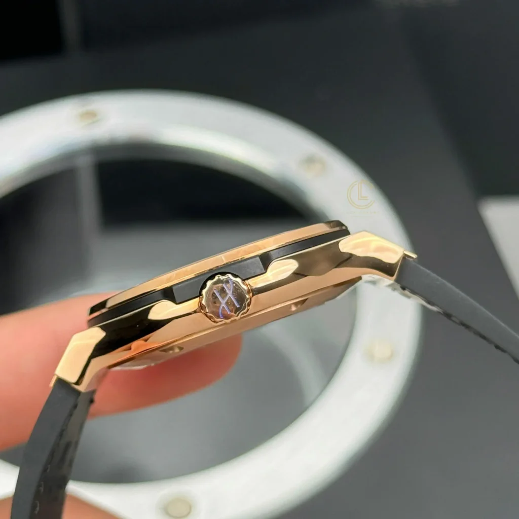 Super Clone Hublot Classic Fusion Rose Gold Titanium 38mm Black Dial Unisex Size — side profile