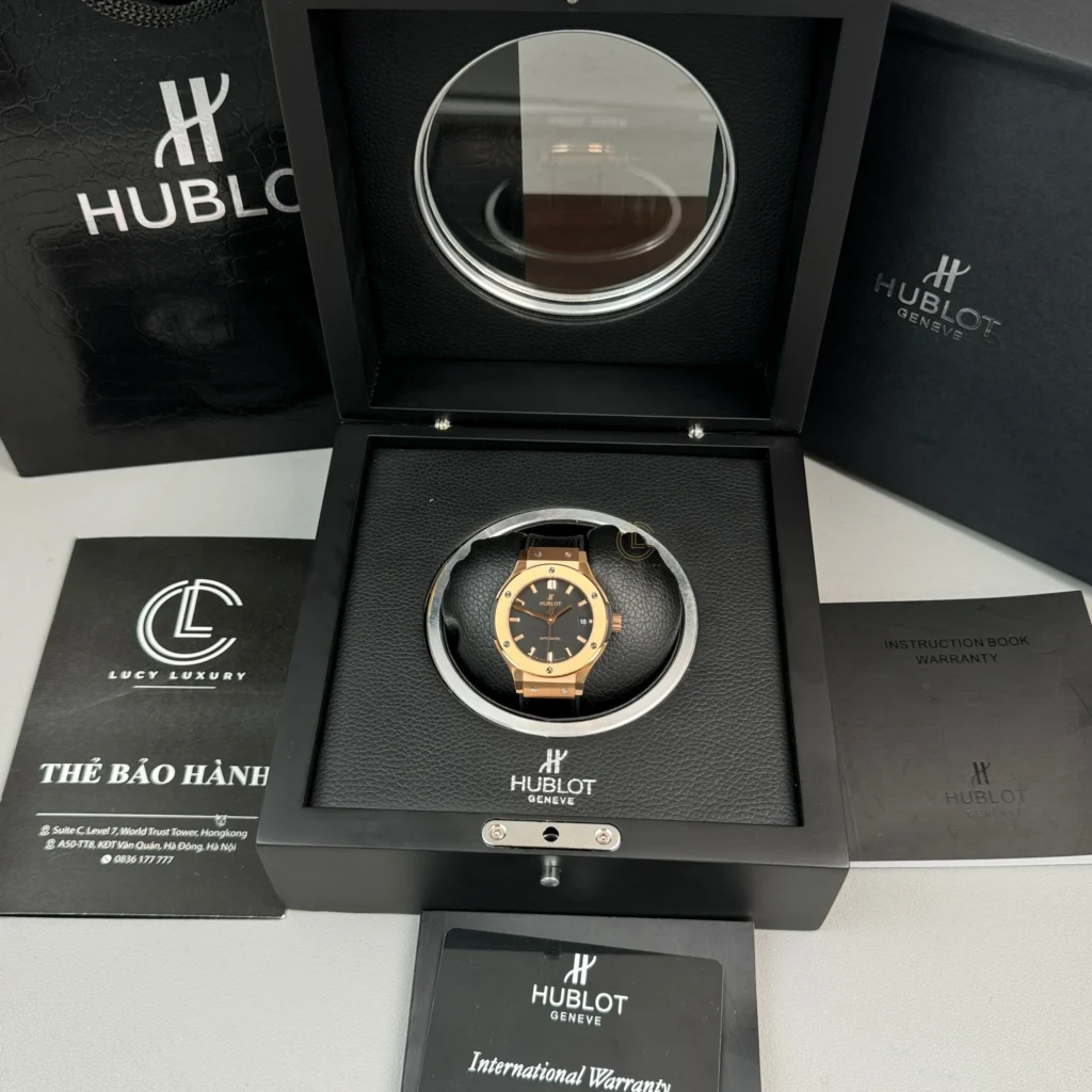 Super Clone Hublot Classic Fusion Rose Gold Titanium 38mm Black Dial Unisex Size — view 9