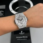 Super Clone Hublot Classic Fusion SKULL Full Diamonds Moissanite Pave 42mm Black Dial – Handcrafted Diamod — bracelet detail