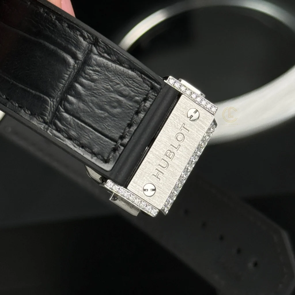 Super Clone Hublot Classic Fusion SKULL Full Diamonds Moissanite Pave 42mm Black Dial – Handcrafted Diamod — movement / caseback view
