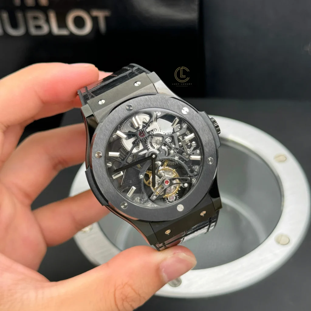Super Clone Hublot Classic Fusion 45mm Leather Strap Ceramic — dial close-up