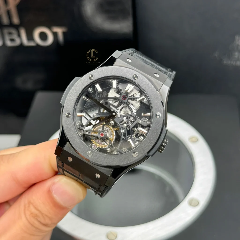 Super Clone Hublot Classic Fusion 45mm Leather Strap Ceramic — case and bezel