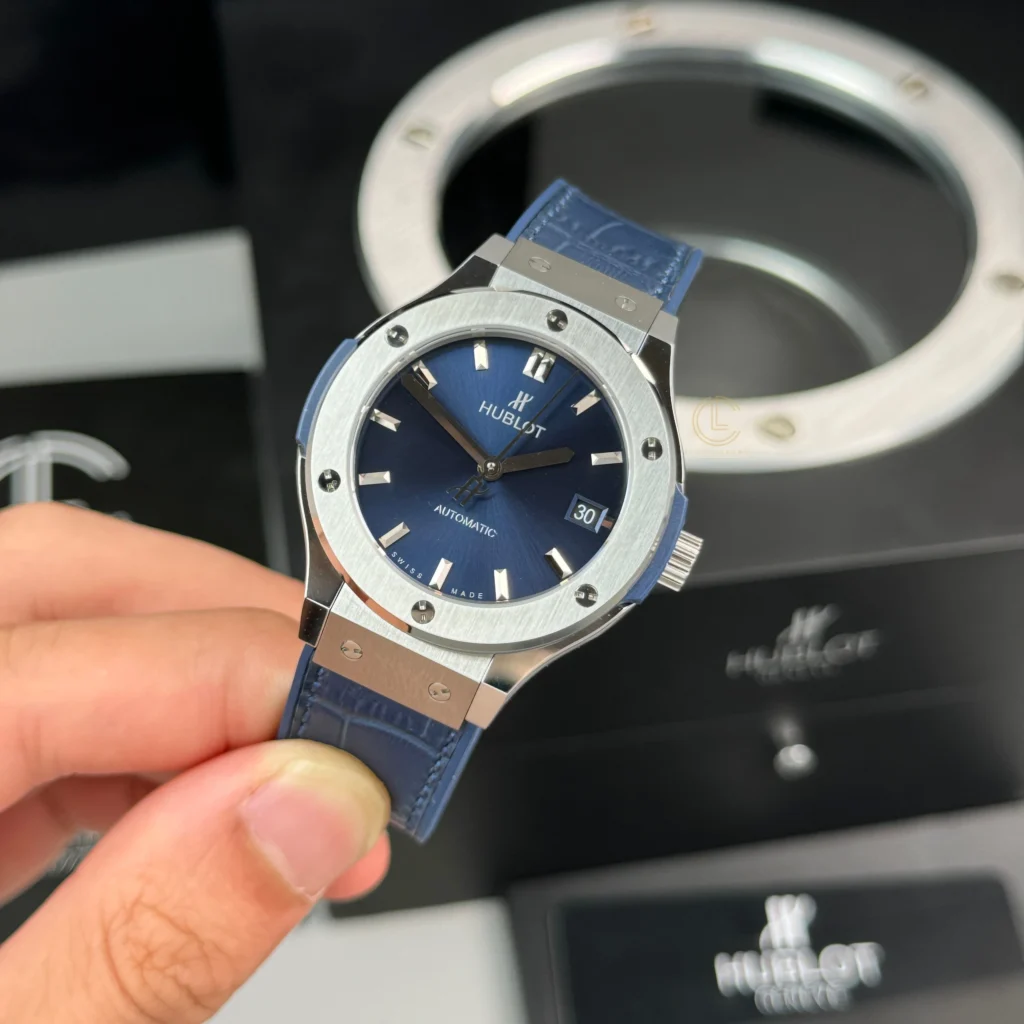 Super Clone Hublot Classic Fusion Titanium 38mm Blue Dial Unisex Size — case and bezel