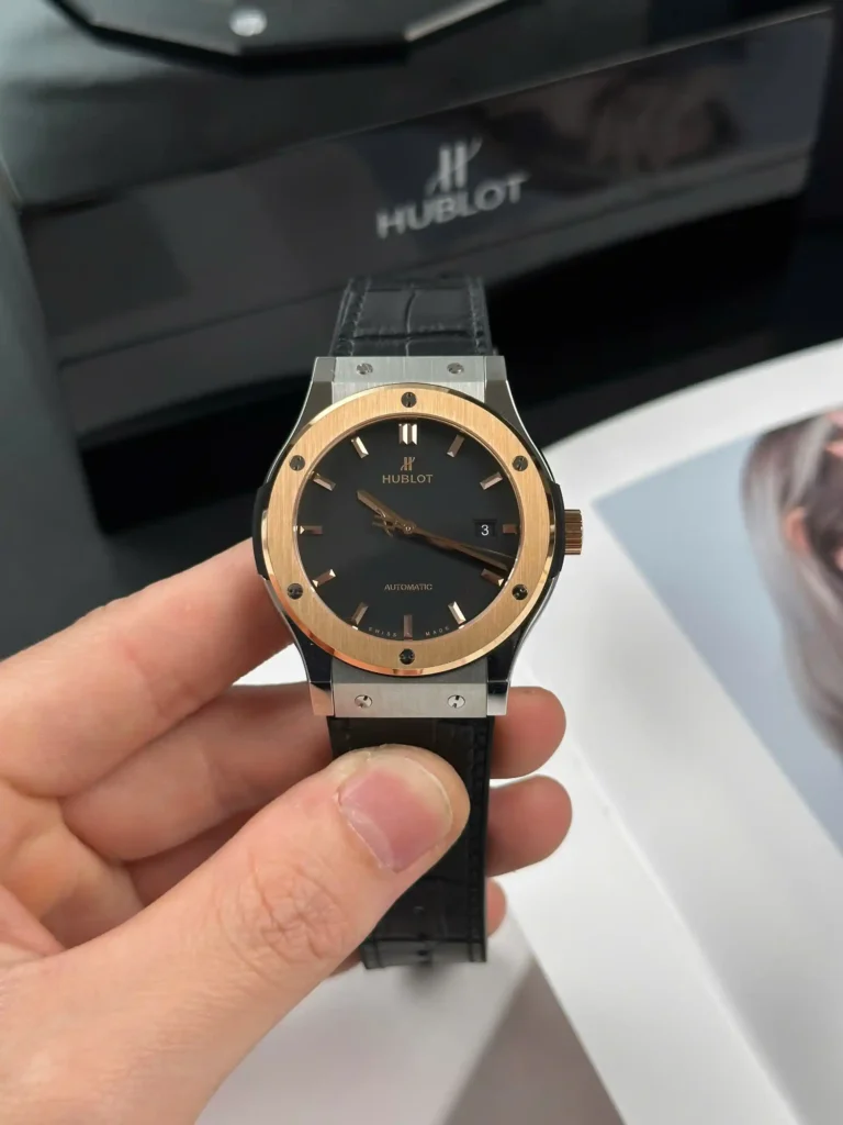 Super Clone Hublot Classic Fusion 42mm Leather Strap Titanium — case and bezel