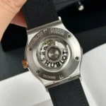 Super Clone Hublot Classic Fusion 42mm Leather Strap Titanium — on leather display