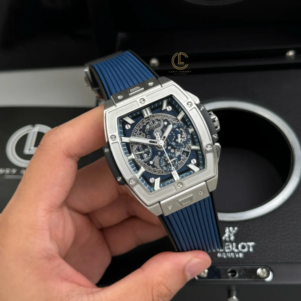 Super Clone Hublot Spirit Of Big Bang 642.NX.7170.RX 642NX7170RX 44mm Blue Dial Titanium V2 – — dial close-up