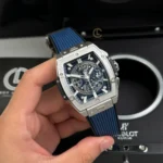 Super Clone Hublot Spirit Of Big Bang 642.NX.7170.RX 642NX7170RX 44mm Blue Dial Titanium V2 – — dial close-up
