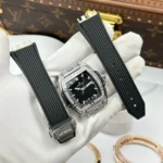 Super Clone Hublot Spirit Of Big Bang Black Titanium Pavé 665.NX.1170.LR.1604 – — dial close-up