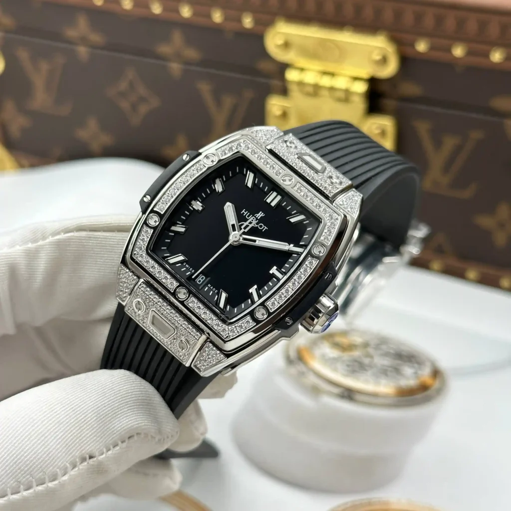 Super Clone Hublot Spirit Of Big Bang Black Titanium Pavé 665.NX.1170.LR.1604 – — side profile