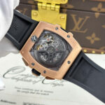 Super Clone Hublot Spirit Of Big Bang King Gold Ceramic 642.OM.0180.RX 42mm — on leather display
