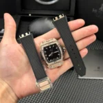 Super Clone Hublot Spirit Of Big Bang King Gold Pave 662.OX.1180.LR.1604 – — on leather display