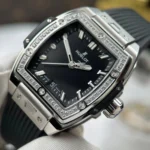 Super Clone Hublot Spirit Of Big Bang Titanium Diamonds 662.NX.1170.RX.1204 — on leather display